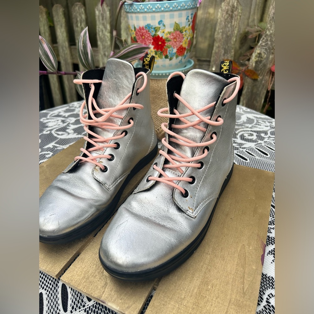 Silver Dr Martens high tops